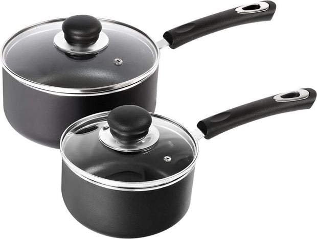 Nonstick Cookware Saucepan Set 1 Quart and 2 Quart with Glass Lid