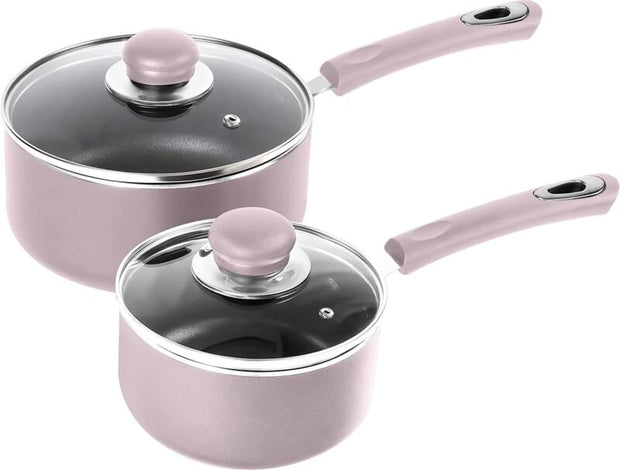 Nonstick Cookware Saucepan Set 1 Quart and 2 Quart with Glass Lid